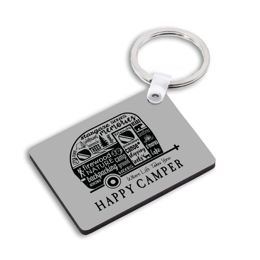 RV Icon Keychain (Grey/Black Ink) - Where Life Takes You